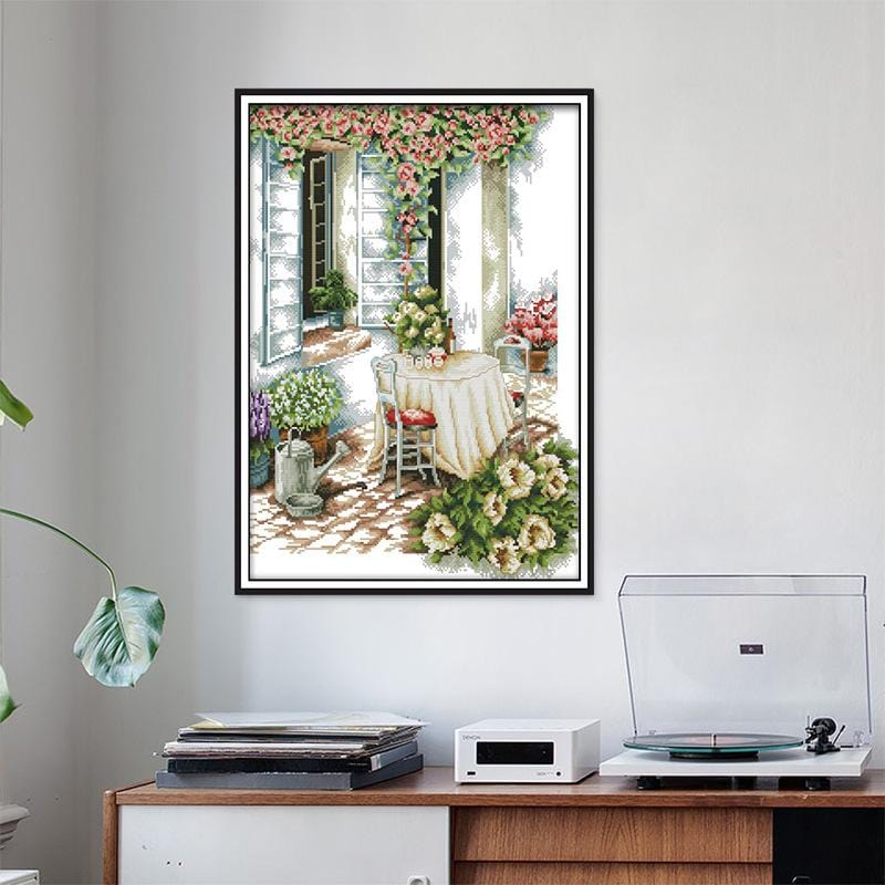 Summer Afternoon Cross Stitch Kits 11CT Stamped Full Range of Embroidery Starter Kit for Beginners Pre-Printed Pattern