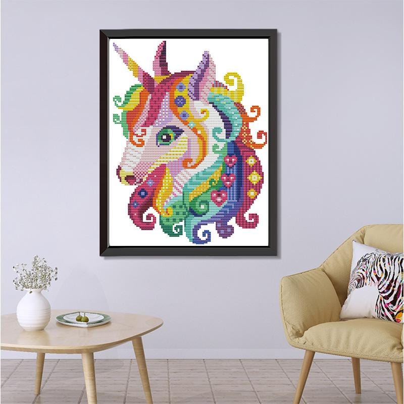 28cmx39cm Cross Stitch Kits 11CT Stamped Full Range of Embroidery Starter Kit for Beginners Pre-Printed Pattern-Unicorn