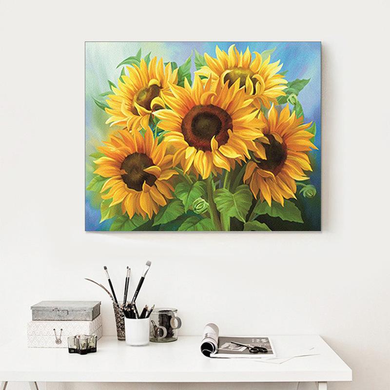 60x45cm Sunflower Cross Stitch Kits 11CT Stamped Full Range of Embroidery Starter Kit for Beginners Pre-Printed Pattern