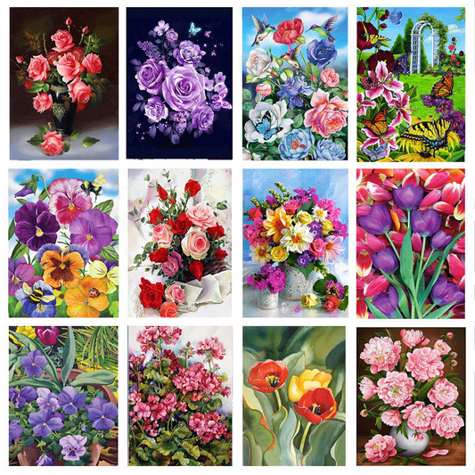 【Choose picture TO place order】 40x50cm Multiple types flowers Cross Stitch Kits 11CT Embroidery Starter Kit Pre-Printed Pattern