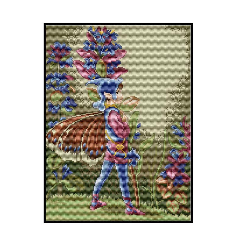 Butterfly Fairy 39*49cmCross Stitch Kits 11CT Stamped Full Range of Embroidery Starter Kit for Beginners Pre-Printed Pattern