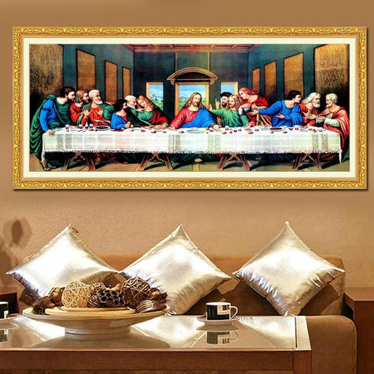 150x60cm or 200X80cm Last supper Cross Stitch Kits 11CT Stamped Full Range of Embroidery Starter Kit for Beginners Pre-Printed Pattern