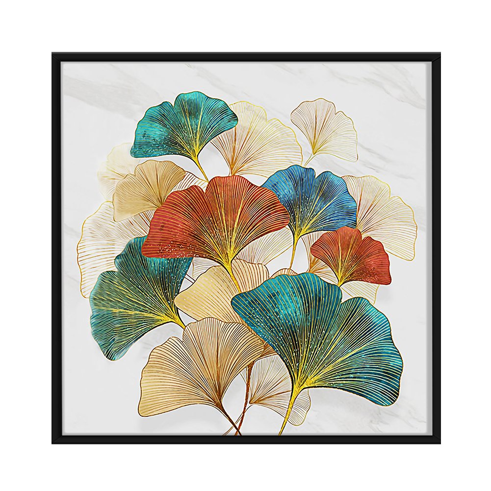 50x50cm Ginkgo Biloba - 3 strands 11CT Stamped Cross Stitch Full Range of Embroidery Starter Kit for Beginners Pre-Printed Pattern