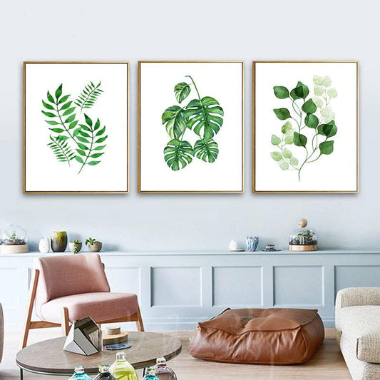 3pcs Green Leaf 120x60 cm Cross Stitch Kits 11CT Stamped Full Range of Embroidery Starter Kit for Beginners Pre-Printed Pattern