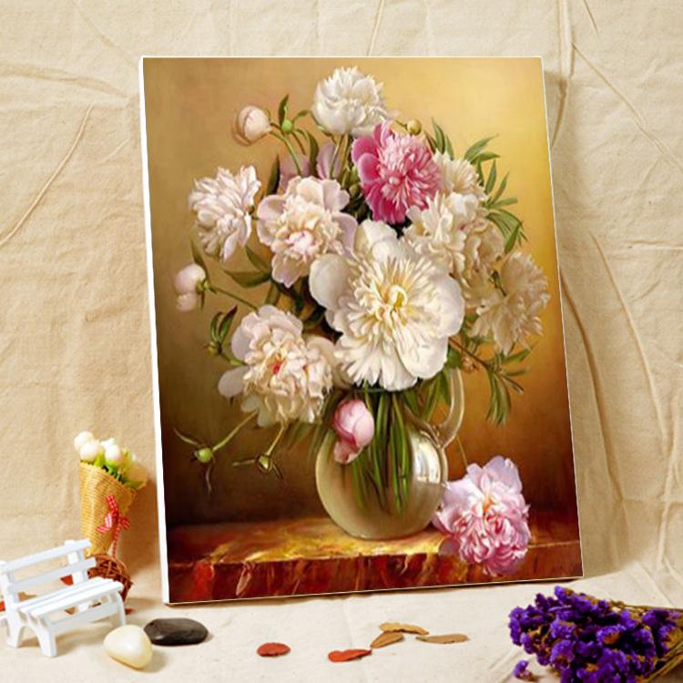 Rich Peony  60x70cm Cross Stitch Kits 11CT Stamped Full Range of Embroidery Starter Kit for Beginners Pre-Printed Pattern