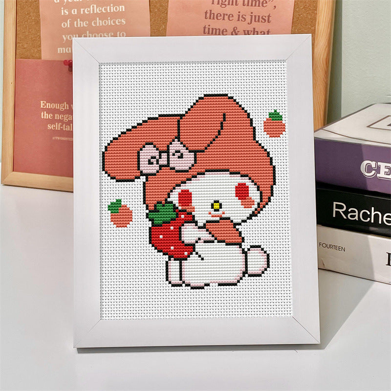 25x20cm My Melody Cross Stitch DIY Embroidery Kits With Frame Art Needlework