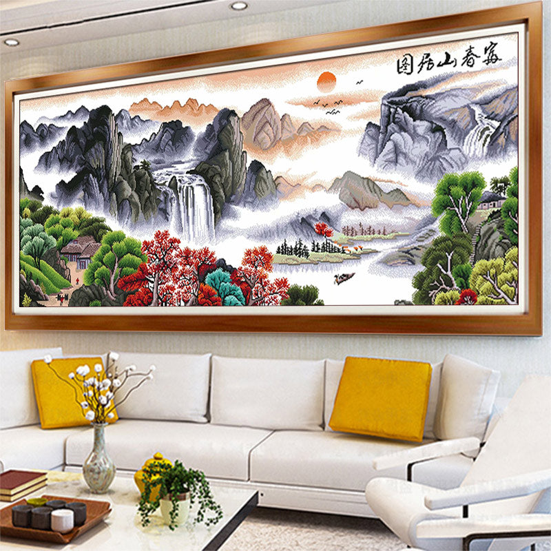 165x75cm Landscape Finished Cross Stitch Home Decoration