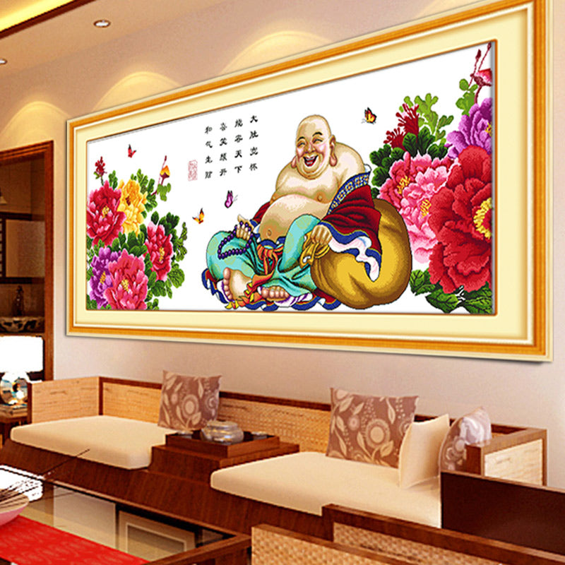 147x80cm Maitreya Buddha  Finished Cross Stitch Home Decoration