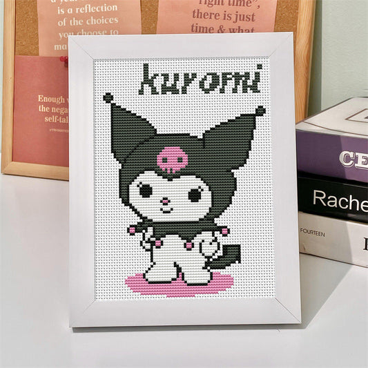 25x20cm Kuromi Cross Stitch DIY Embroidery Kits With Frame Art Needlework