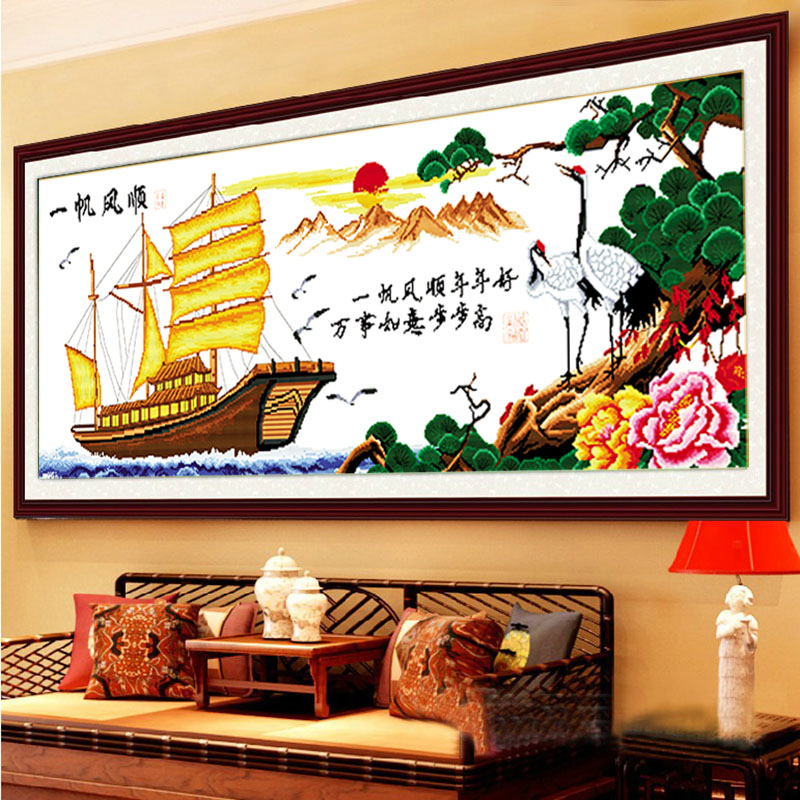 132x62cm all plain sailing Finished Cross Stitch Home Decoration