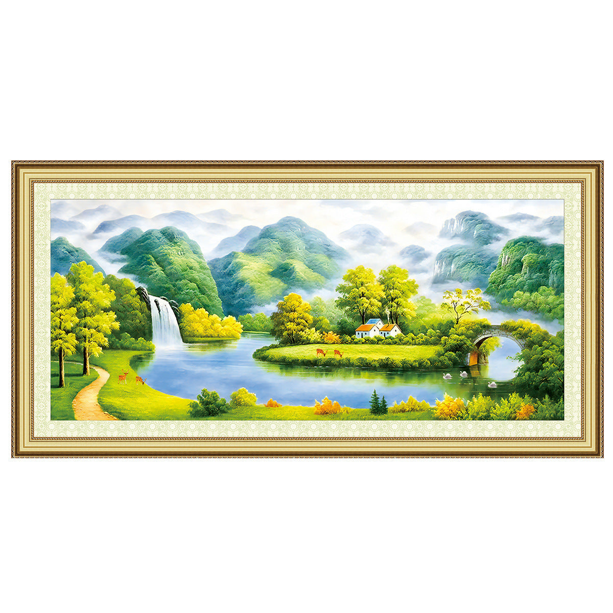 150X63cm Treasure land strands 11CT Stamped Cross Stitch Full Range of Embroidery Starter Kit for Beginners Pre-Printed Pattern