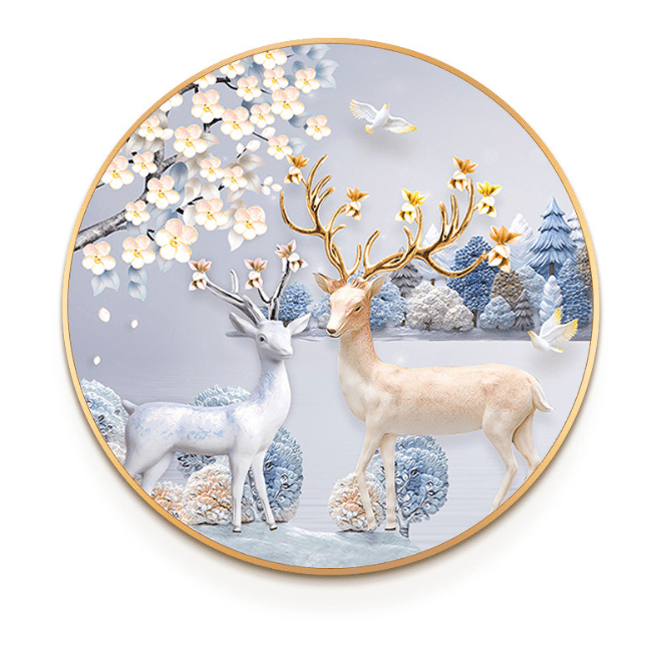 Rich deer-50X50cm Cross Stitch Kits 11CT Stamped Full Range of Embroidery Starter Kit for Beginners Pre-Printed Pattern