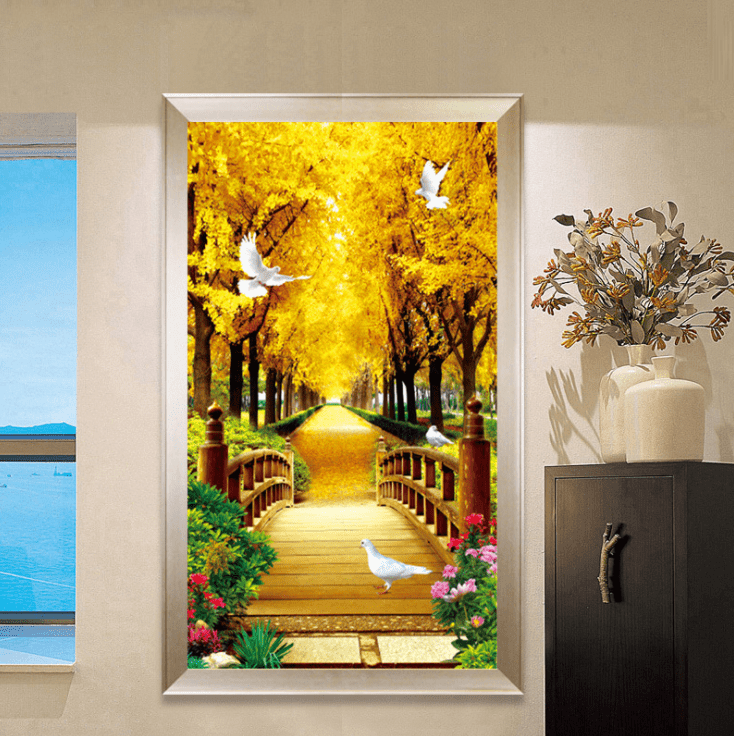 80X150 cm Gold Tree Cross Stitch Kits 11CT Stamped Full Range of Embroidery Starter Kit for Beginners Pre-Printed Pattern