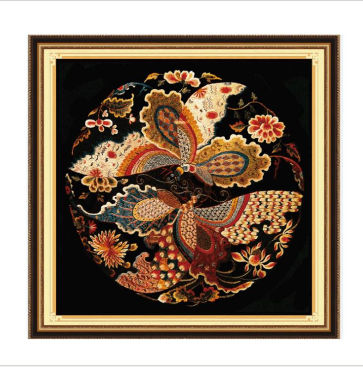 60x60 cm Dragon vs Phoenix vs Butterfly Cross Stitch Kits 11CT Stamped Full Range of Embroidery Starter Kit for Beginners Pre-Printed Pattern