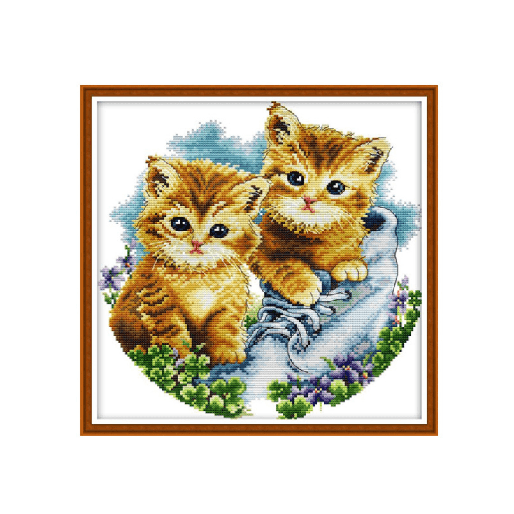 42x42cm Cat Cross Stitch Kits 11CT Stamped Full Range of Embroidery Starter Kit for Beginners Pre-Printed Pattern