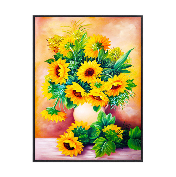 60x78cm Sunflower Cross Stitch Kits 11CT Stamped Need 4 Stands Full Range of Embroidery Starter Kit for Beginners Pre-Printed Pattern