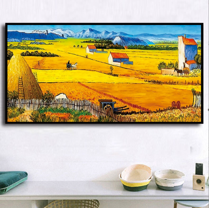 85*45cm Van Gogh's harvest  Cross Stitch Kits 11CT Stamped  Full Range of Embroidery Starter Kit for Beginners Pre-Printed Pattern