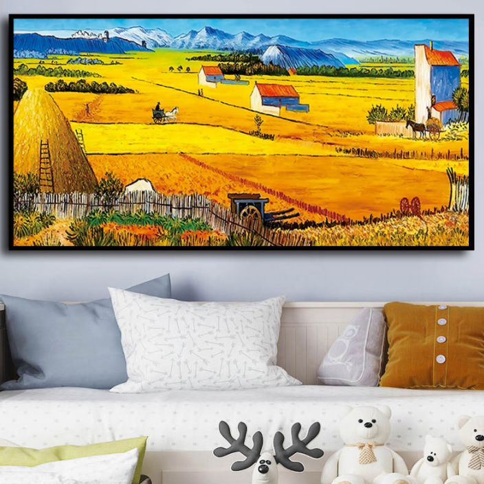 85*45cm Van Gogh's harvest  Cross Stitch Kits 11CT Stamped  Full Range of Embroidery Starter Kit for Beginners Pre-Printed Pattern