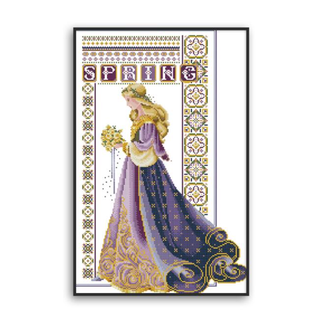 46X66CM Beautiful bride  3 strands 11CT Stamped Cross Stitch Full Range of Embroidery Starter Kit for Beginners Pre-Printed Pattern