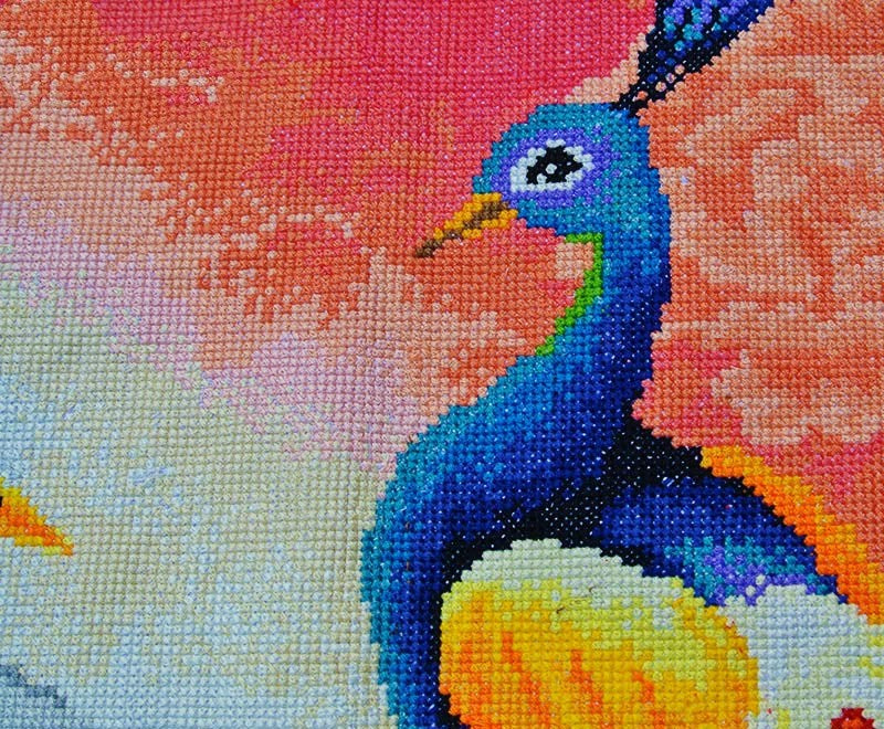 160x65cm Peacock Finished Cross Stitch Home Decoration