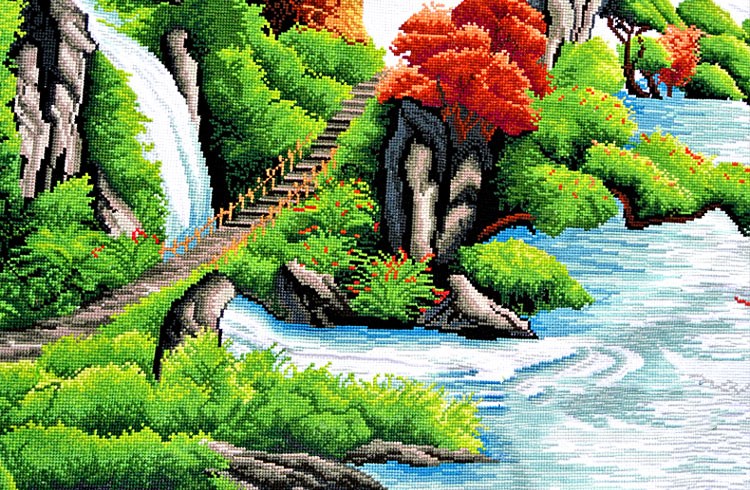 140x64cm Landscape Finished Cross Stitch Home Decoration