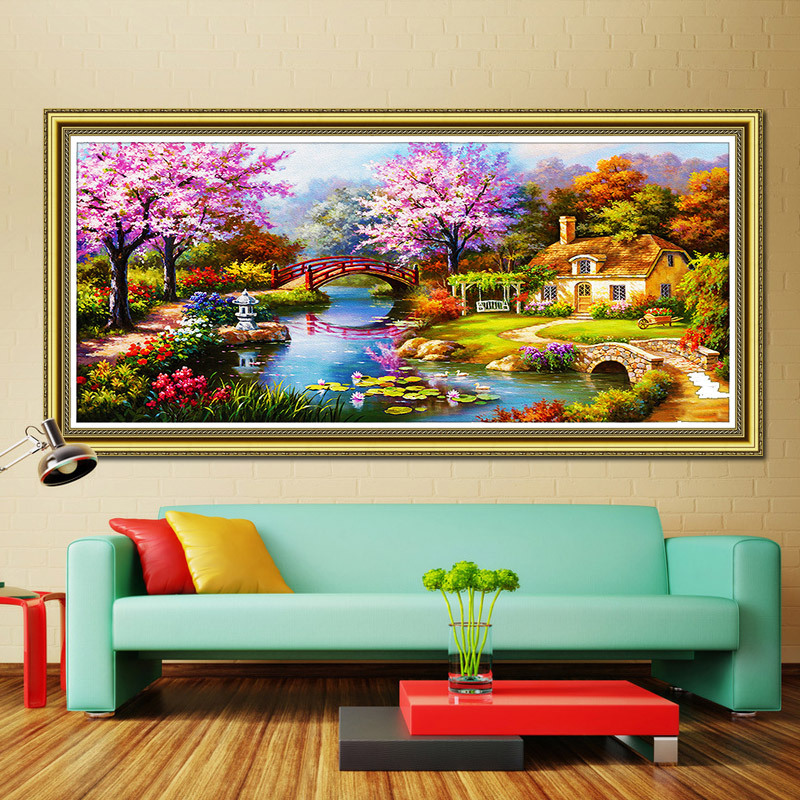 120x60CM Landscape dream home 5D Full Diamond Painting NO Frame Round