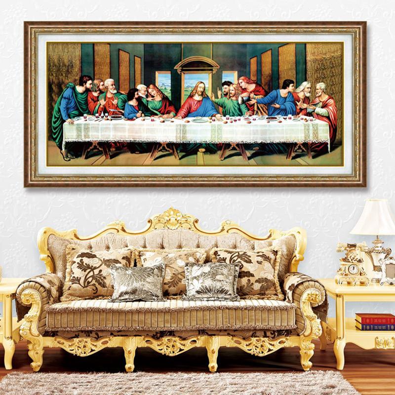 120x50CM The Last Supper Gold 5D Full Diamond Painting DIY Pictures