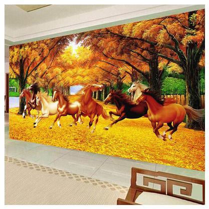 100x40CM 8 Hourse 5D Full Diamond Painting DIY Pictures