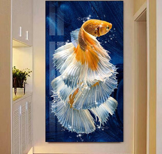 60X100 CM Gold Fish 5D Full Diamond Painting DIY Pictures