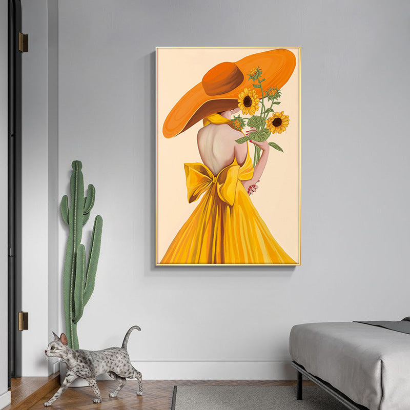 Yellow Hat Girl 5d diy diamond painting full drill NO FRAME