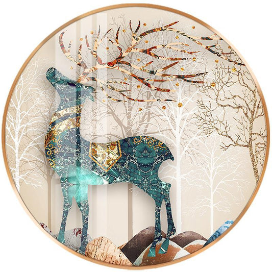 50X50CM-Lucky Deer-No Frame Round DIY 5D full Diamond Painting