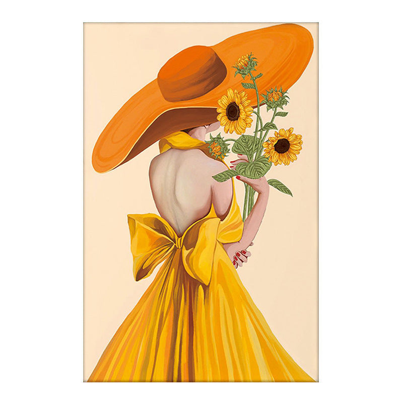 Yellow Hat Girl 5d diy diamond painting full drill NO FRAME