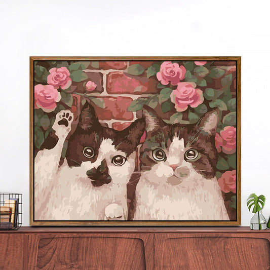 Cat 07 No Framed DIY Oil Painting By Numbers Canvas Wall Art For Living Room Home Decor 40*50CM