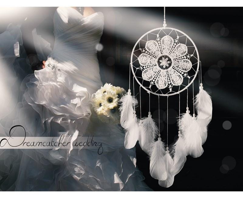 Handmade Dream Catcher With Light Room Decor Feather Weaving Wind Chimes Religious Masco