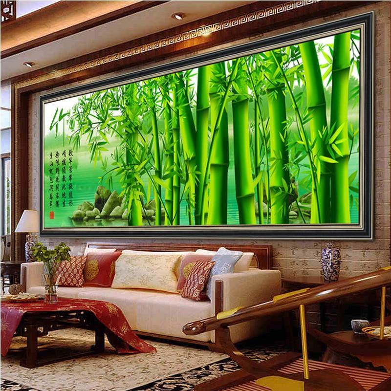 120x40CM Bamboo Full Diamond Painting NO Frame Round diamond