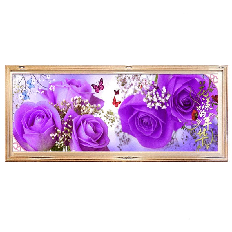 120x50cm Purple rose Romantic 5d diy diamond painting full drill NO FRAME