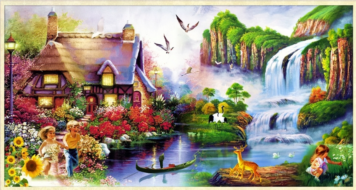 100x50CM-Garden- DIY 5D full Diamond Painting