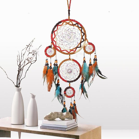 Handmade Dream Catcher With Light Room Decor Feather Weaving Wind Chimes Religious Mascot