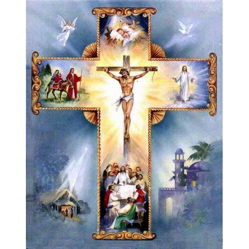 40x50CM Cross Full Diamond Painting NO Frame Round diamond