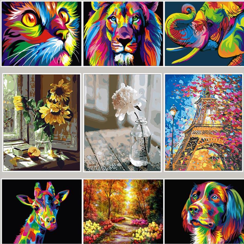 Cat 04 No Framed DIY Oil Painting By Numbers Canvas Wall Art For Living Room Home Decor 40*50CM