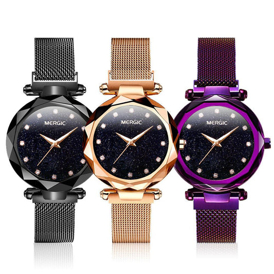 Starry Sky Quartz Lady Watches with Magnetic Band