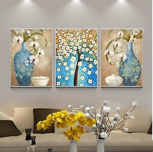 120x50CM 3pcs blue Vase Full Diamond Painting NO Frame Round diamond