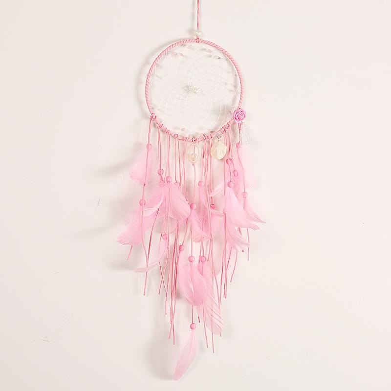 Handmade Dream Catcher With Light Room Decor Feather Weaving Wind Chimes Religious Mascot