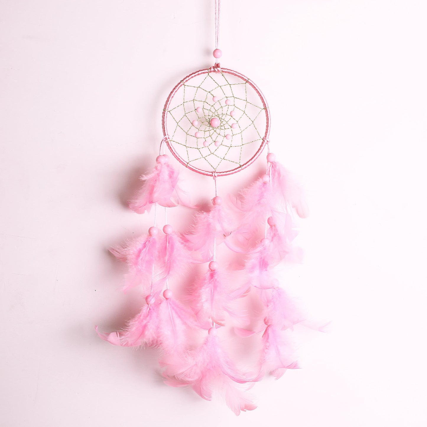 Handmade Dream Catcher With Light Room Decor Feather Weaving Wind Chimes Religious Masco