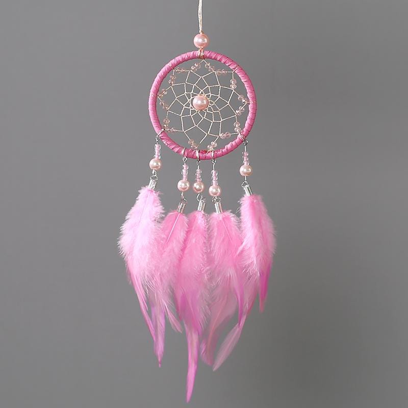 Handmade Dream Catcher With Light Room Decor Feather Weaving Wind Chimes Religious Mascot