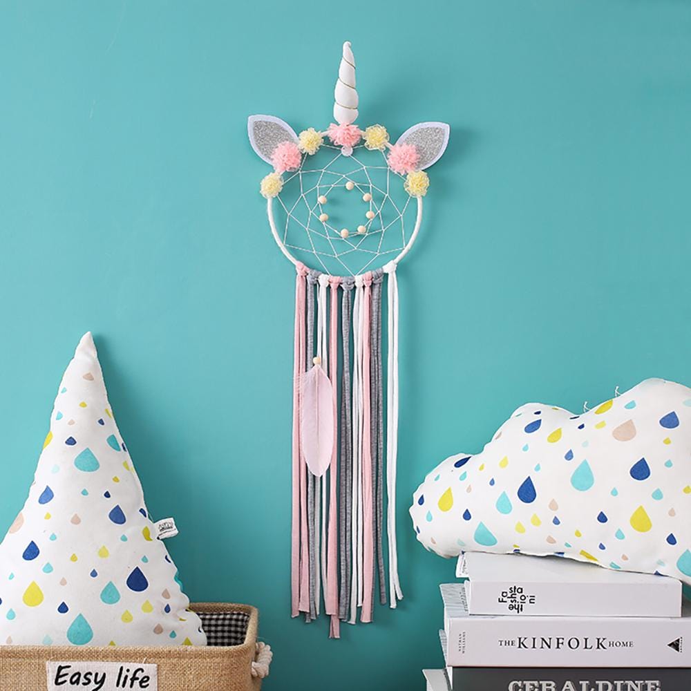 Handmade Dream Catcher With Light Room Decor Feather Weaving Wind Chimes Religious Masco