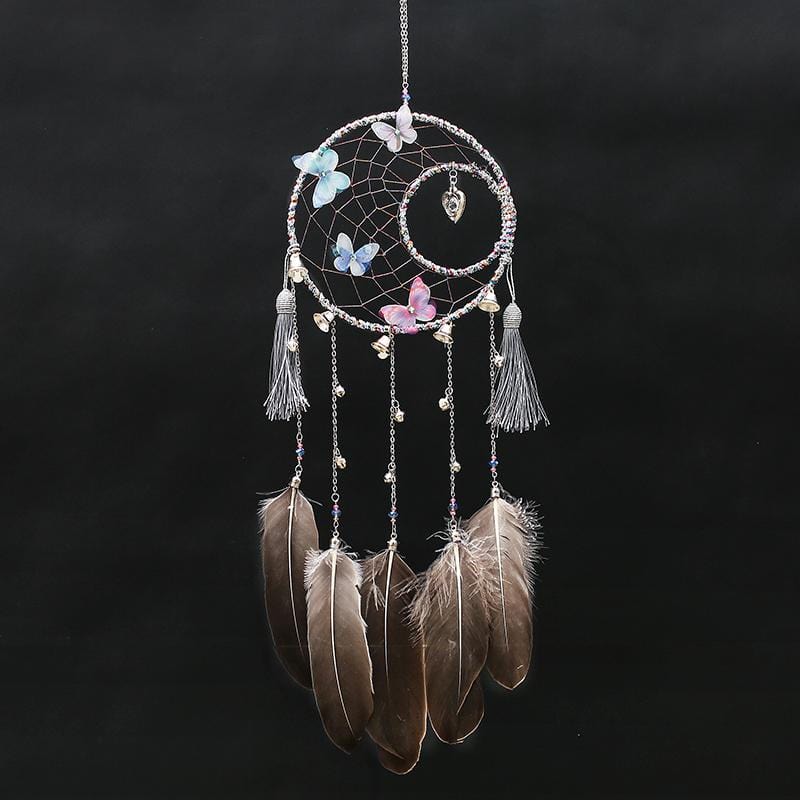 Handmade Dream Catcher With Light Room Decor Feather Weaving Wind Chimes Religious Mascot