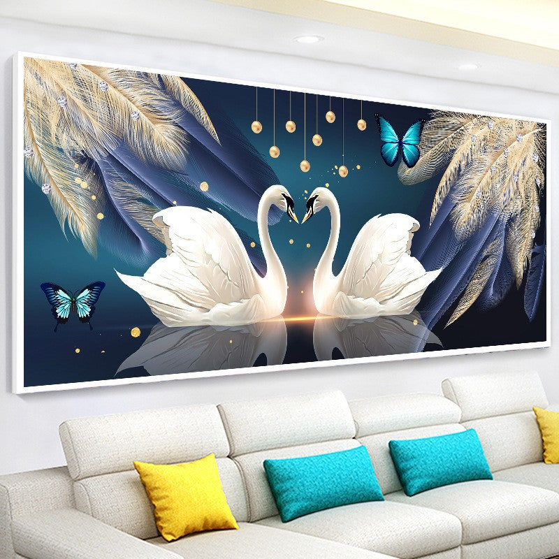 120x50CM -  Swan Feather DIY 5D Full Diamond Painting No Frame