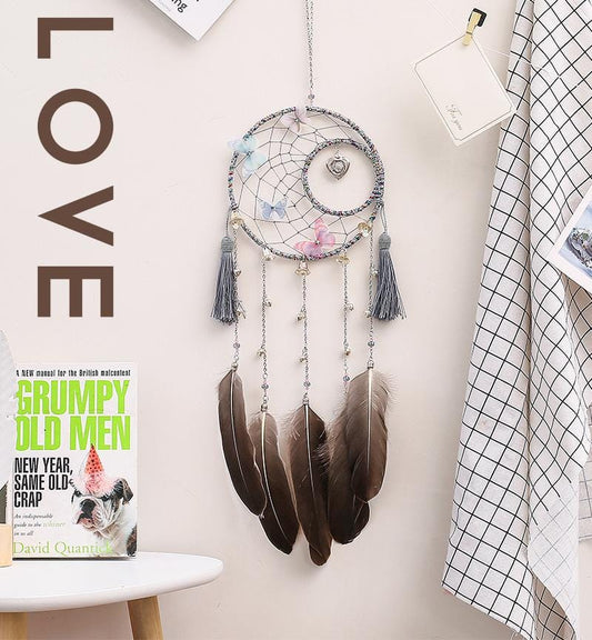 Handmade Dream Catcher With Light Room Decor Feather Weaving Wind Chimes Religious Mascot