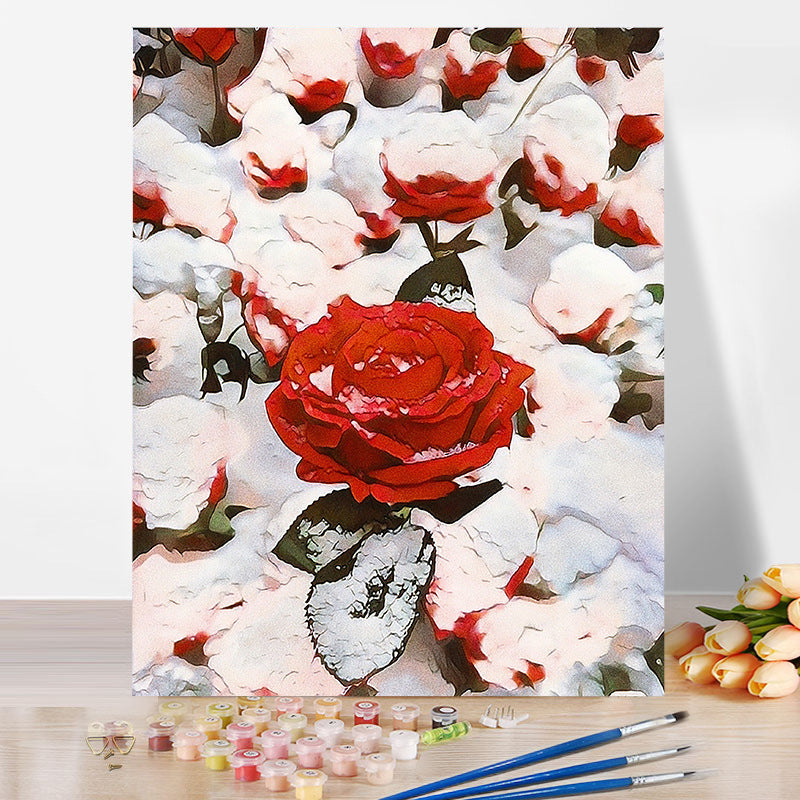 Ice Rose Flower No Framed DIY Oil Painting By Numbers Canvas Wall Art For Living Room Home Decor 40*50CM